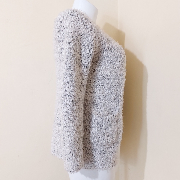 Cotton Emporium White Heathered Open Front Cold Weather Cardigan Sweater Large - Picture 4 of 8